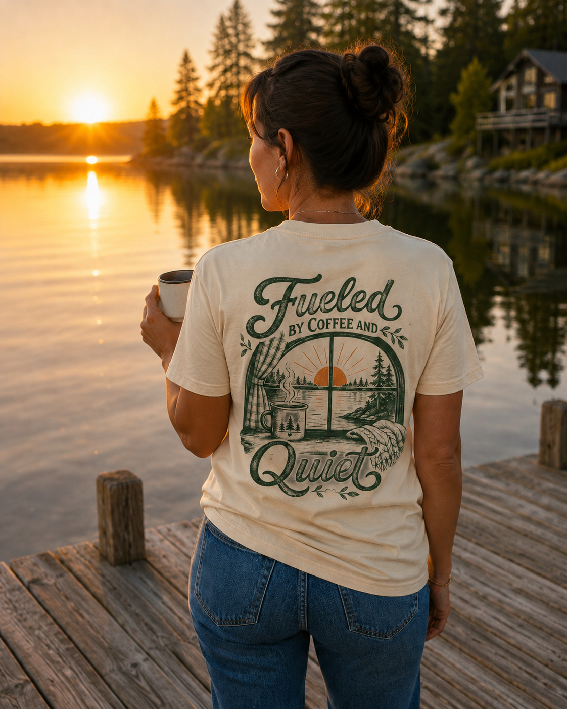 Fueled by Coffee and Quiet Women’s T-Shirt | Cottage & Cabin Mornings
