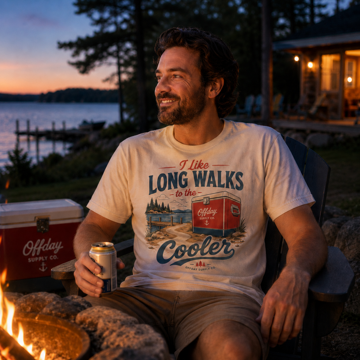 I Like Long Walks to the Cooler Men’s T-Shirt | Funny Lake & Cottage Graphic Tee